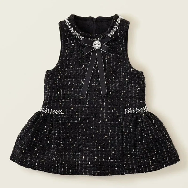 Autumn Girls' Coarse Tweed Sleeveless Vest Dress Winter Baby Black Elegant Rhinestone Hot Stamping Dress Kids Dresses for Girls
Autumn Girls' Coarse Tweed Sleeveless Vest Dress Winter Baby Black Elegant Rhinestone Hot Stamping Dress Kids Dresses for Girls