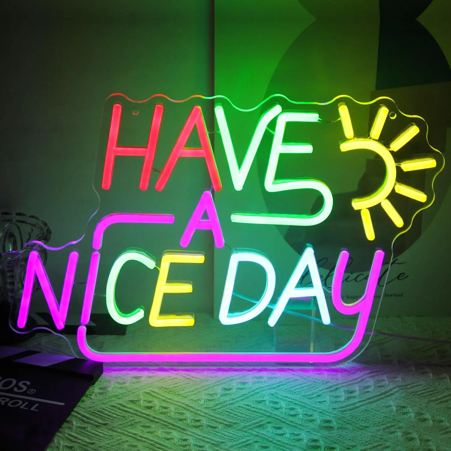 Have A Nice Day Neon Sign Dimmable Colorful Letter Sun LED Neon Lights for Bedroom Living Room School Office Dorm Party Decor
Have A Nice Day Neon Sign Dimmable Colorful Letter Sun LED Neon Lights for Bedroom Living Room School Office Dorm Party Decor
