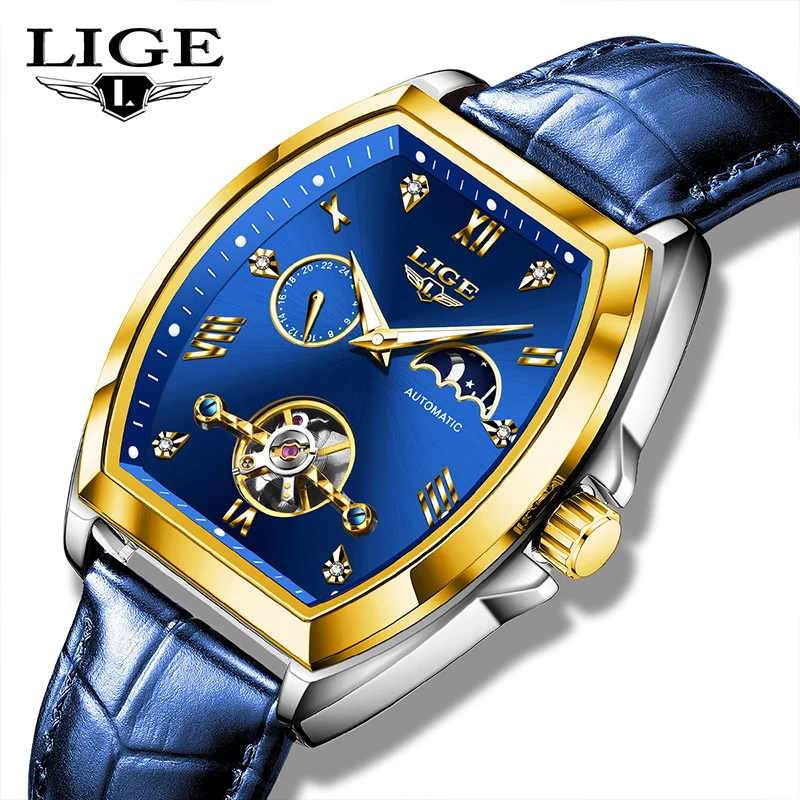 LIGE Luxury Man Watch Fashion Leather Strap Business Mechanical Wristwatches Waterproof Moon Phase Tourbillon Watches for Men
LIGE Luxury Man Watch Fashion Leather Strap Business Mechanical Wristwatches Waterproof Moon Phase Tourbillon Watches for Men