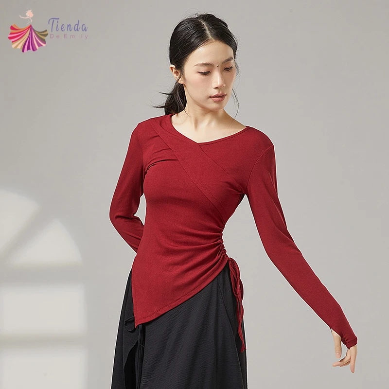 Женская одежда для современного танца, однотонные топы, рубашка с длинными рукавами, перекрестный v-образный вырез, боковой шнурок, нерегулярная одежда для учителей, повседневная одежда для йоги
Женская одежда для современного танца, однотонные топы, рубашка с длинными рукавами, перекрестный v-образный вырез, боковой шнурок, нерегулярная одежда для учителей, повседневная одежда для йоги