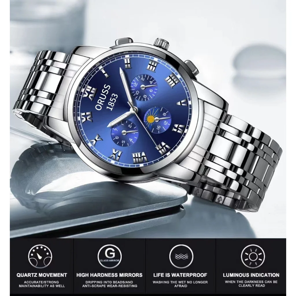 ORUSS Original High-end Luxury Stainless Steel Waterproof Quartz Men's Watch Luminous Watch for Man Watch Business Wristwatches
ORUSS Original High-end Luxury Stainless Steel Waterproof Quartz Men's Watch Luminous Watch for Man Watch Business Wristwatches