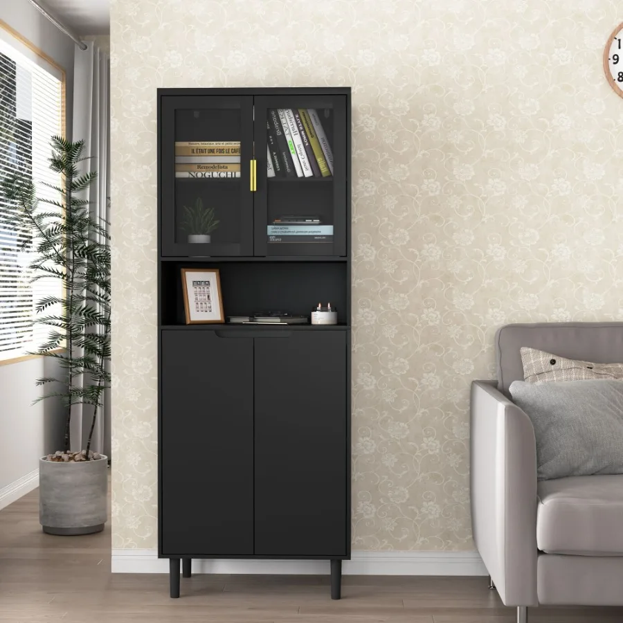Tall Storage Bookcase with 2 Glass Display Door 2 Doors Tall Kitchen Pantry Cabinet with Gold Handles Modern Cabinet Freestandi
Tall Storage Bookcase with 2 Glass Display Door 2 Doors Tall Kitchen Pantry Cabinet with Gold Handles Modern Cabinet Freestandi