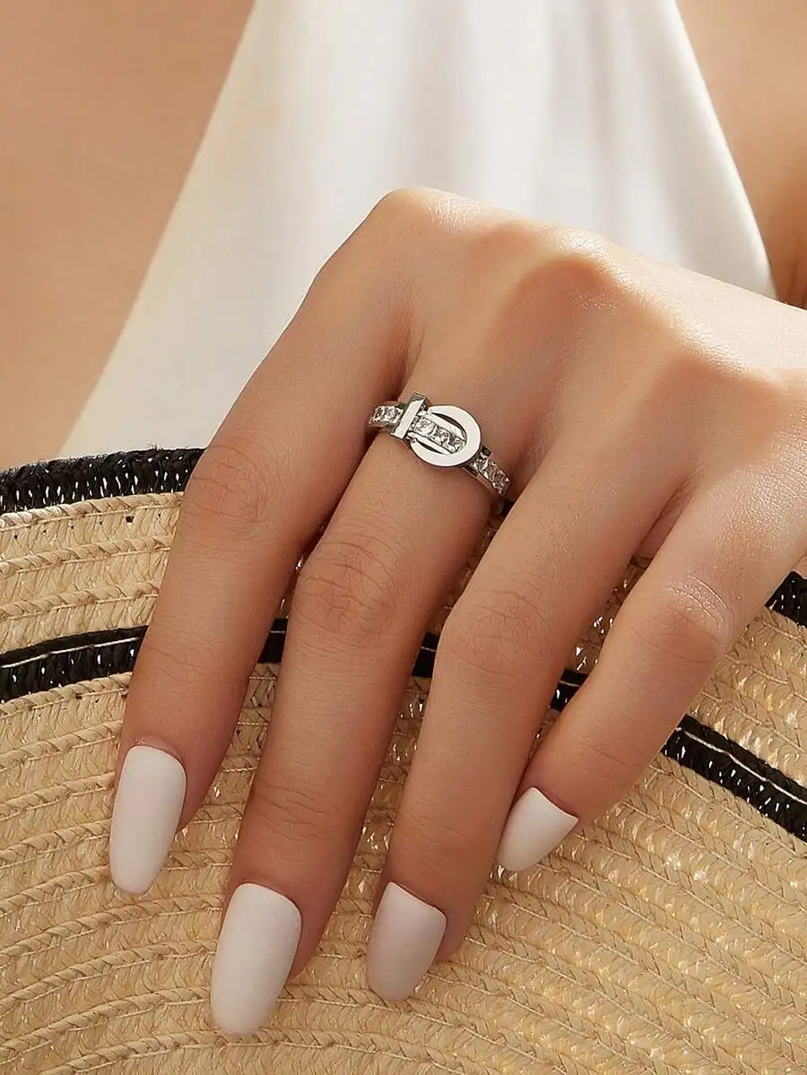 Stainless Steel Cubic Zirconia Ring For Women Elegant Buckle Design Party Wedding Jewelry
Stainless Steel Cubic Zirconia Ring For Women Elegant Buckle Design Party Wedding Jewelry