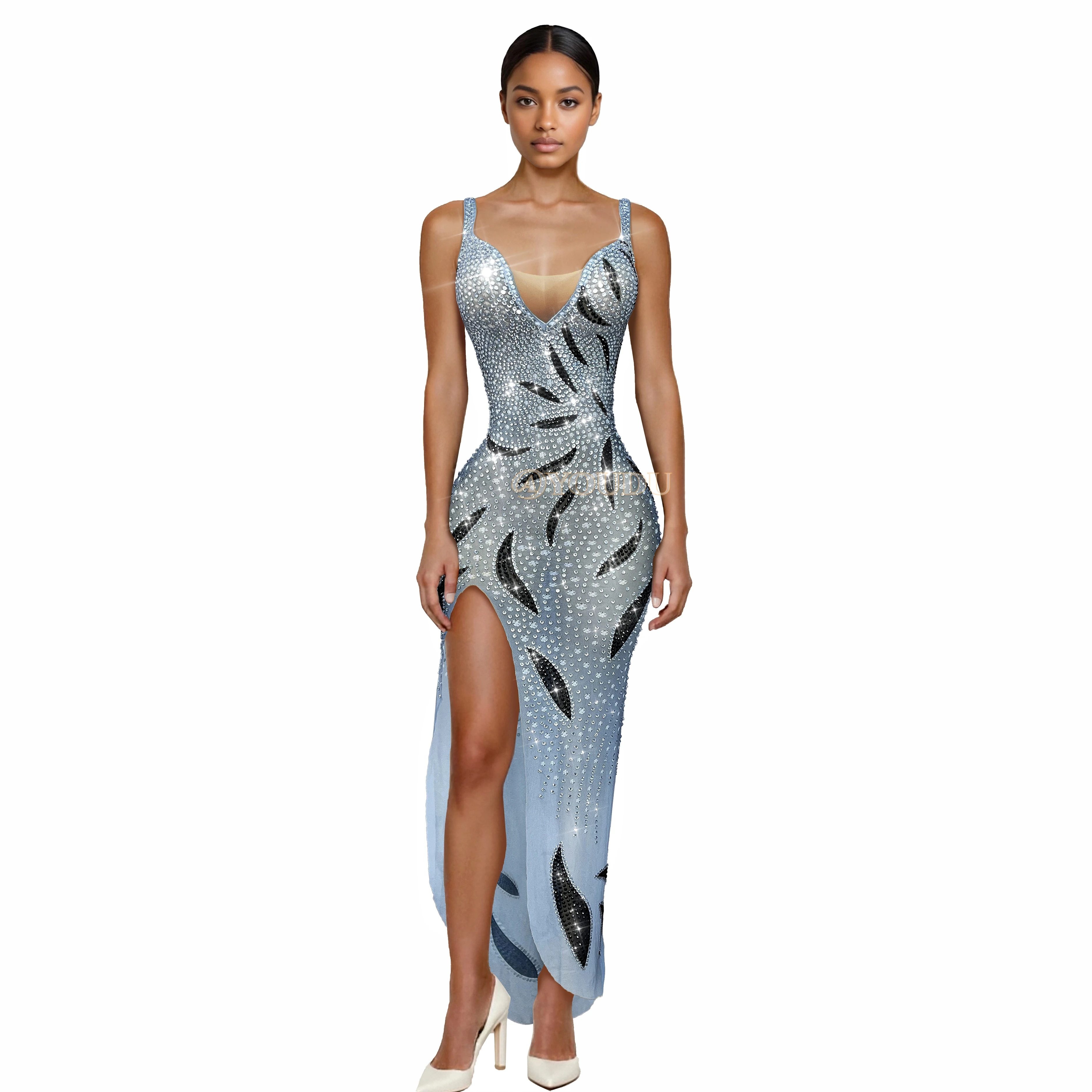 Luxury Twinkling Rhinestones High split Trim fit Mesh Dress Women Evening Party Gown Red carpet Show Elegant Outfit Daoxiaomian
Luxury Twinkling Rhinestones High split Trim fit Mesh Dress Women Evening Party Gown Red carpet Show Elegant Outfit Daoxiaomian
