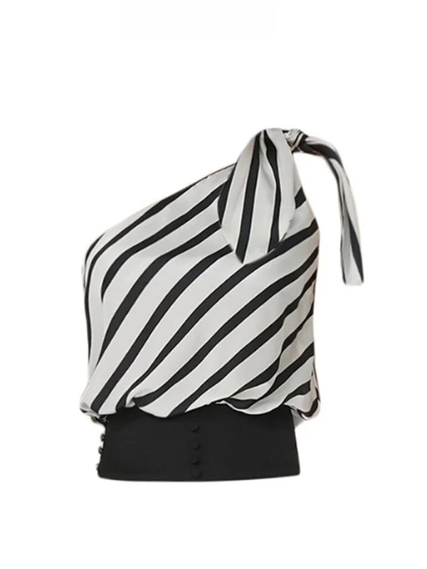 Ele Bla White Striped Satin Vest Women's Outerwear New Sle Waist Cinching oulder Design Breathable ort Length Top
Ele Bla White Striped Satin Vest Women's Outerwear New Sle Waist Cinching oulder Design Breathable ort Length Top