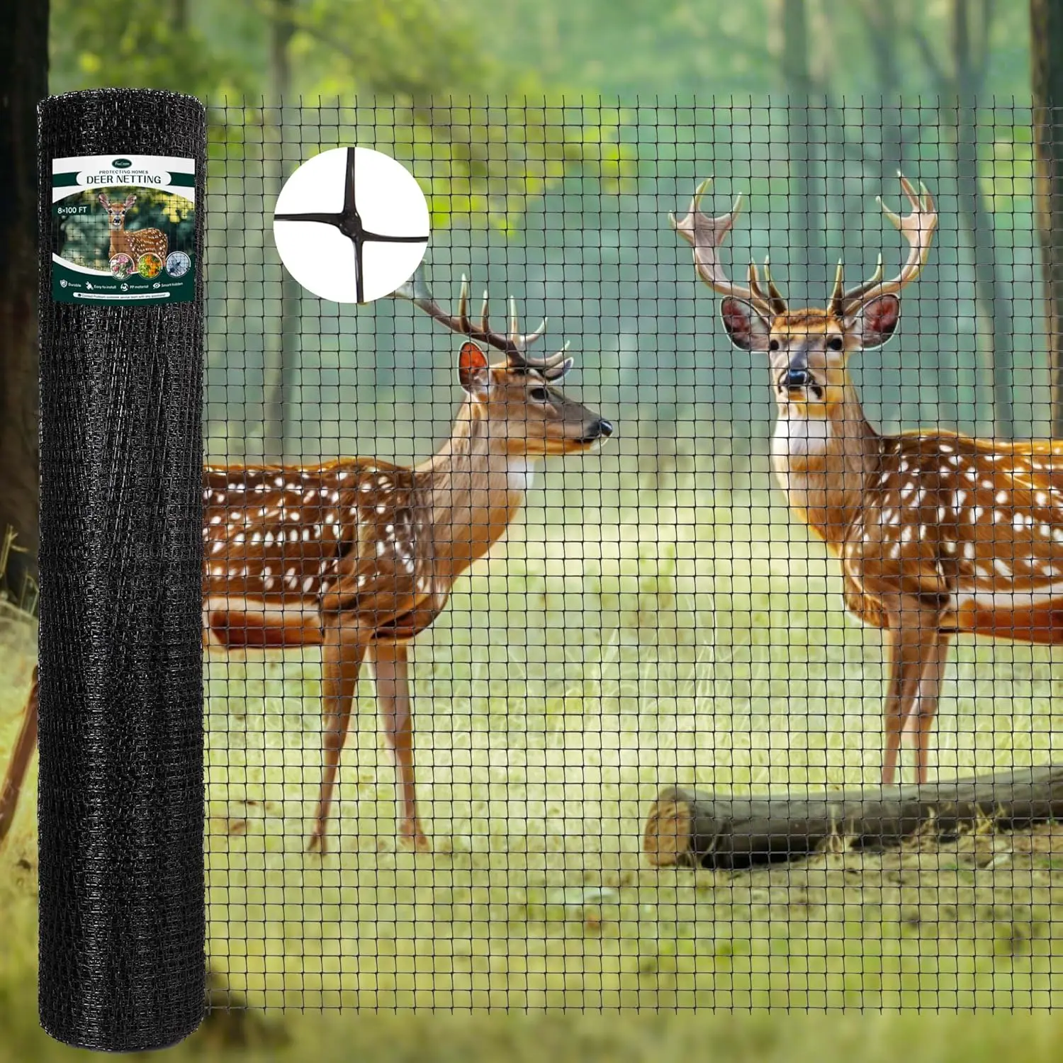Heavy Duty 8FT x 100FT Black PP Coated Deer Fence Netting, Garden Protection Barrier with 0.7" Mesh
Heavy Duty 8FT x 100FT Black PP Coated Deer Fence Netting, Garden Protection Barrier with 0.7" Mesh