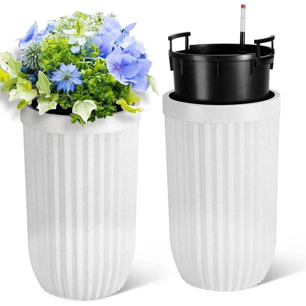 23 Inch Tall Planters Set of 2, Outdoor Self Watering Pots with Water Level Monitor, Marble Finish Large Planters for Indoor Pla
23 Inch Tall Planters Set of 2, Outdoor Self Watering Pots with Water Level Monitor, Marble Finish Large Planters for Indoor Pla