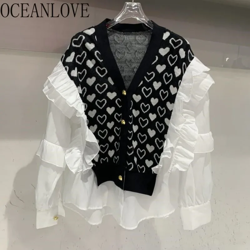 OCEANLOVE осенне-зимние женские кардиганы с оборками и V-образным вырезом корейский модный свитер с принтом Love винтажные элегантные женские свитера
OCEANLOVE осенне-зимние женские кардиганы с оборками и V-образным вырезом корейский модный свитер с принтом Love винтажные элегантные женские свитера