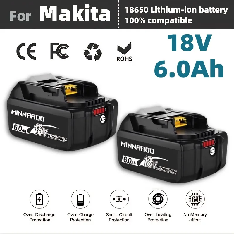 For Makita Battery 18V 6.0Ah Rechargeable Battery For Makita BL1860B BL1815 BL1850B Replacement Battery Power Tool Battries
For Makita Battery 18V 6.0Ah Rechargeable Battery For Makita BL1860B BL1815 BL1850B Replacement Battery Power Tool Battries