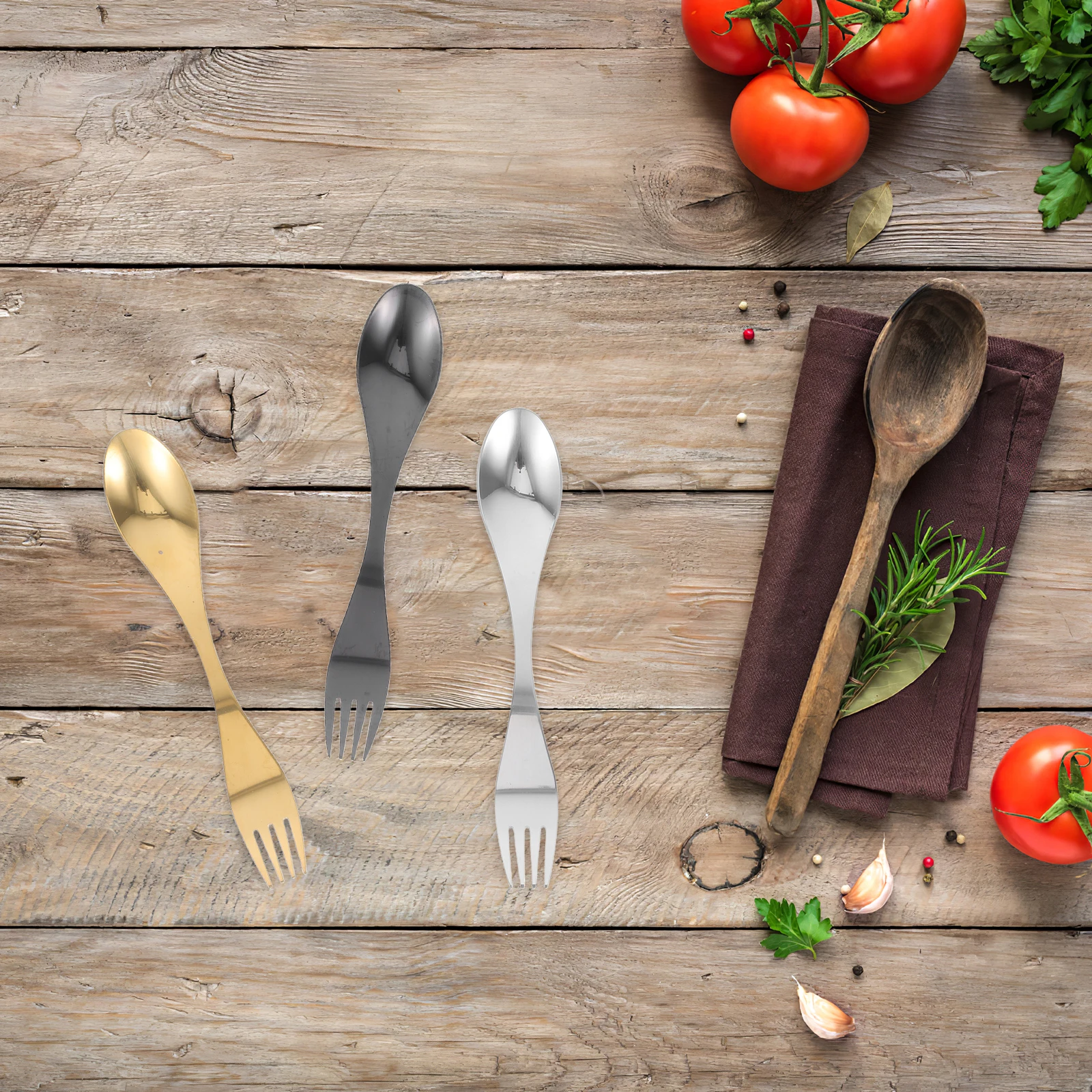 5pcs Stainless Steel Spoon Fork Combo Eco-friendly Metal Spork Travel Tableware Set Modern Reusable Kitchen Barware
5pcs Stainless Steel Spoon Fork Combo Eco-friendly Metal Spork Travel Tableware Set Modern Reusable Kitchen Barware