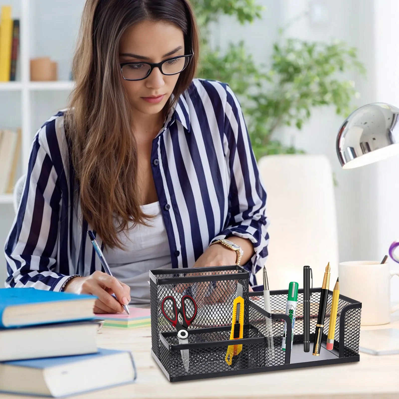 Mesh Desk Organizer Office Supplies Caddy with Pencil Holder and Storage Baskets for Desktop Accessories, 3 Compartments, Black
Mesh Desk Organizer Office Supplies Caddy with Pencil Holder and Storage Baskets for Desktop Accessories, 3 Compartments, Black