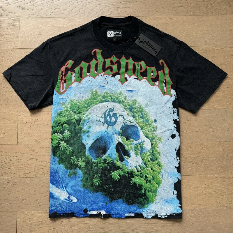 Top Quality GOD SPEED Mans Washed Black T-shirts Male Skull Print Unisex Casual Tops Men's Clothing Women's Clothes
Top Quality GOD SPEED Mans Washed Black T-shirts Male Skull Print Unisex Casual Tops Men's Clothing Women's Clothes