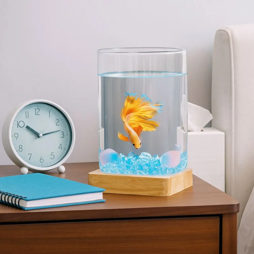 High Transparency Desktop Fish Tank Round/Square Glass Mini Landscaping Tank with Base with Light Betta Fishtank
High Transparency Desktop Fish Tank Round/Square Glass Mini Landscaping Tank with Base with Light Betta Fishtank