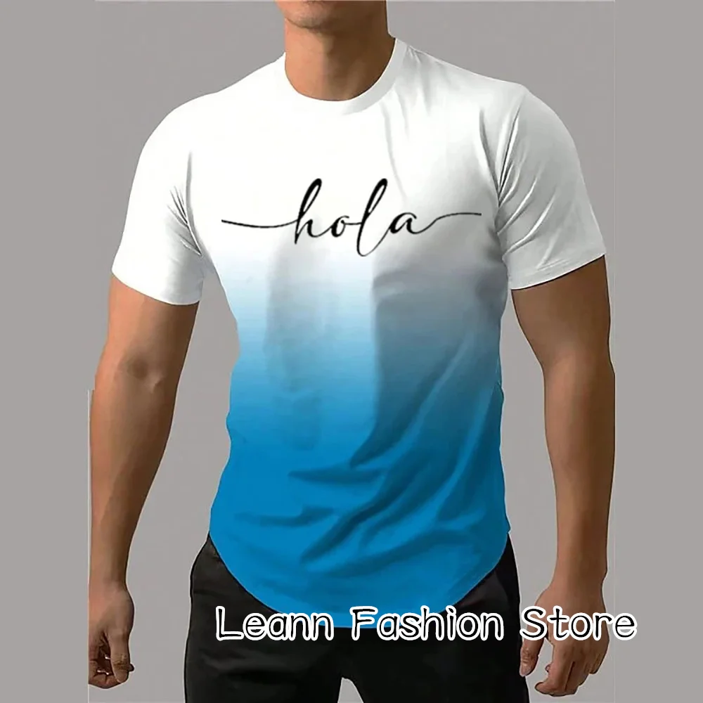 Summer Men Spanish HOLA Printing T-Shirt Fashion Gradient Color Tops Tees Short Sleeve Clothing Male Casual Camiseta Streetwear
Summer Men Spanish HOLA Printing T-Shirt Fashion Gradient Color Tops Tees Short Sleeve Clothing Male Casual Camiseta Streetwear