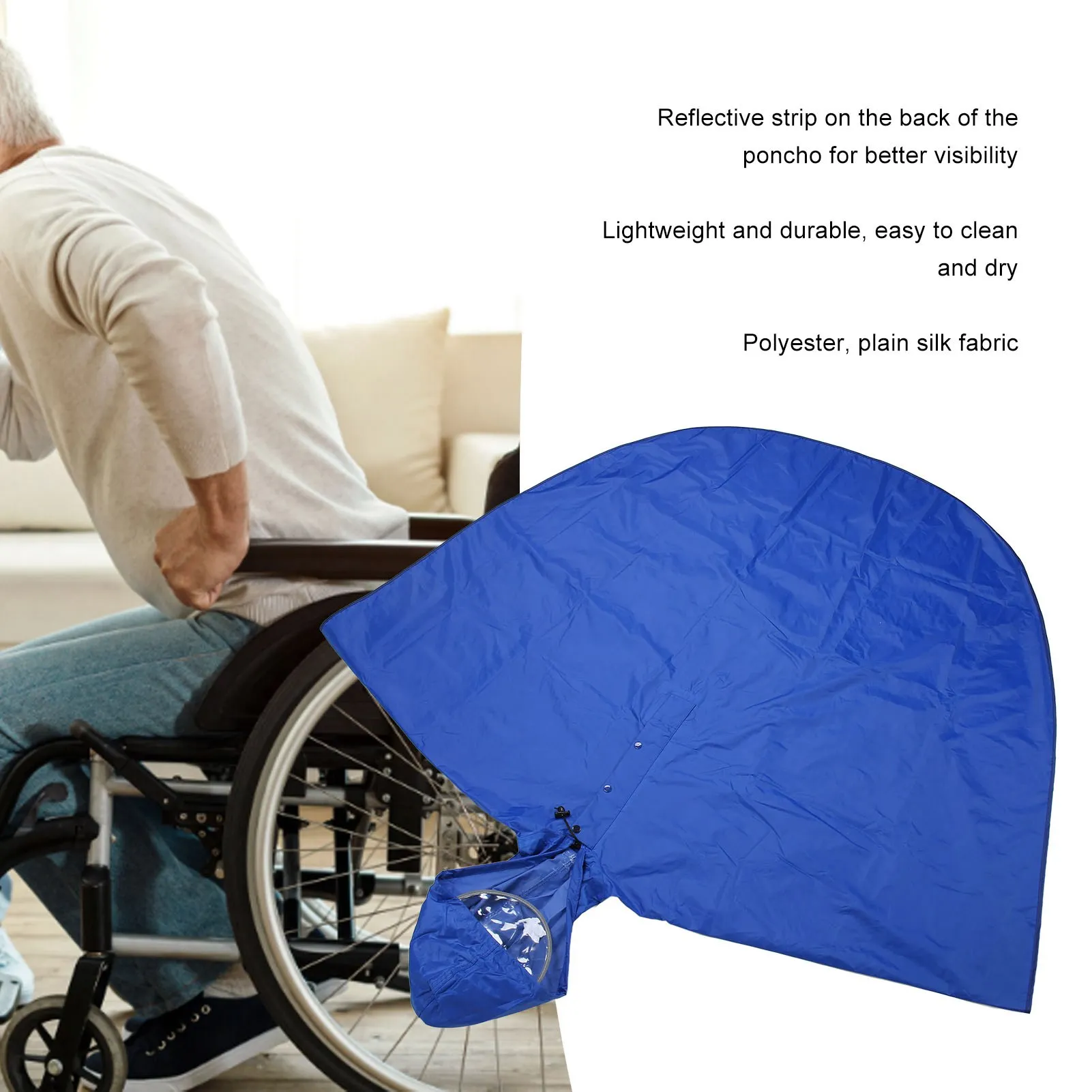 Hooded Reflective Wheelchair Rain Poncho Waterproof Unisex Raincoat Cover Designed for Elder Wheelchair Outdoor Rain Protection
Hooded Reflective Wheelchair Rain Poncho Waterproof Unisex Raincoat Cover Designed for Elder Wheelchair Outdoor Rain Protection