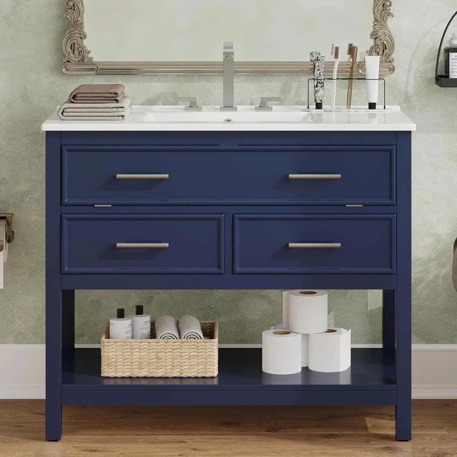 Modern 36'' Bathroom Vanity with Ceramic Sink Combo, Wood Bathroom Storage Cabinet with Tip-Out Tray & 2 Drawers, Vanities Set w
Modern 36'' Bathroom Vanity with Ceramic Sink Combo, Wood Bathroom Storage Cabinet with Tip-Out Tray & 2 Drawers, Vanities Set w