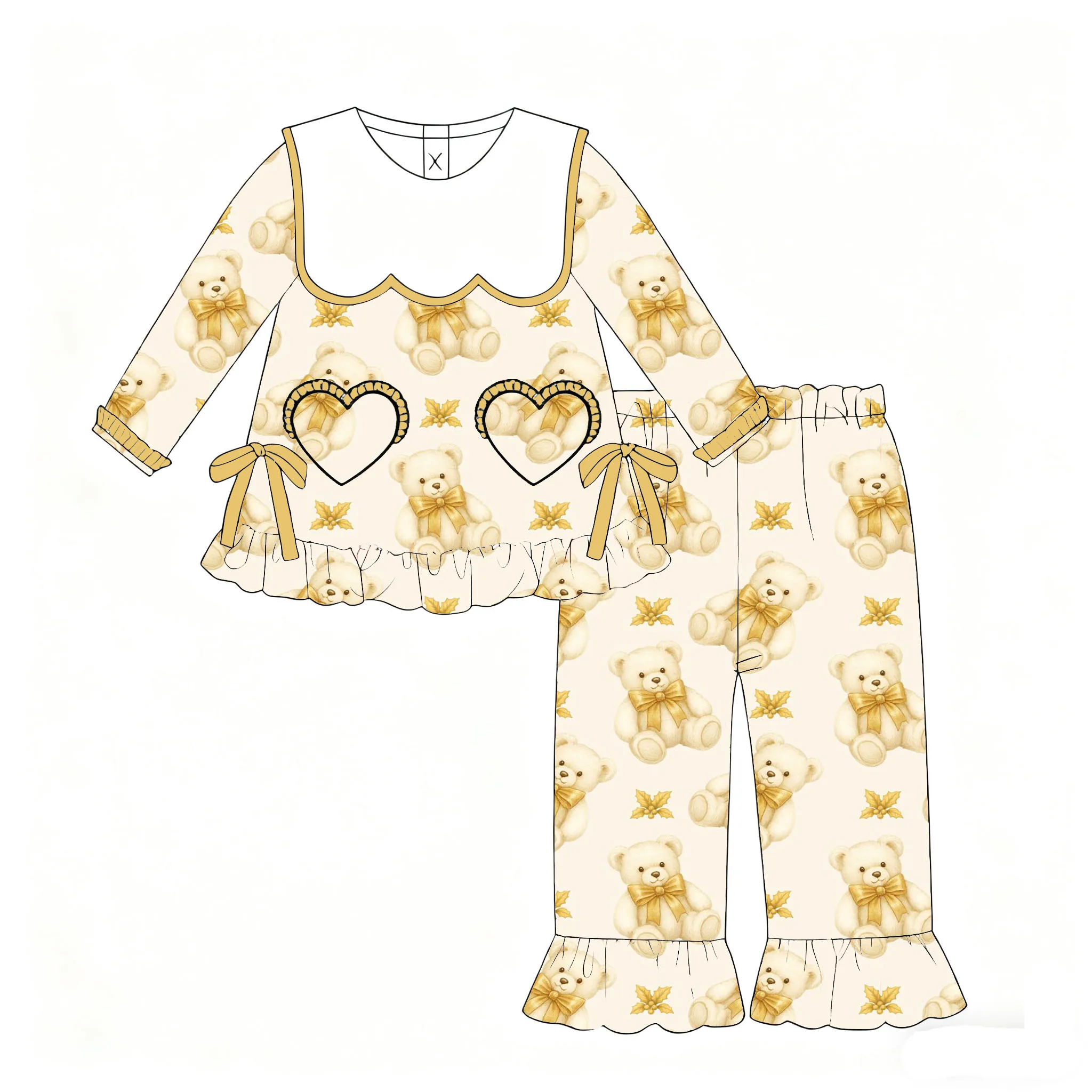 Christmas cartoon print girls' winter new long-sleeved trousers gold and pink boutique set wholesale and retail
Christmas cartoon print girls' winter new long-sleeved trousers gold and pink boutique set wholesale and retail