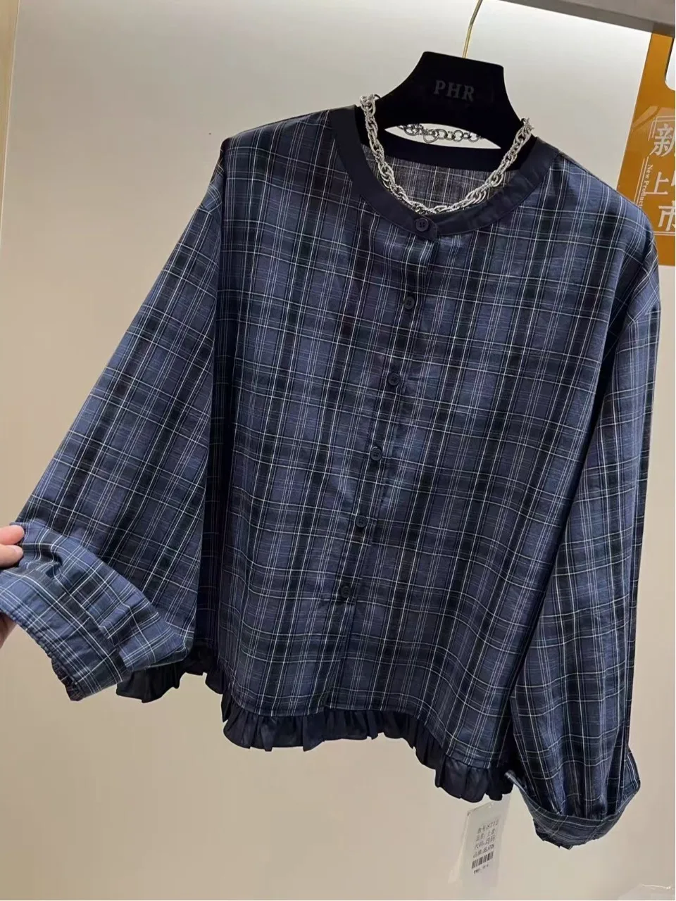 Blue Plaid Casual round Ne irt Women's Korean Sle Cotton Long Sve Breathable Comfortable Autumn New Arrival irt
Blue Plaid Casual round Ne irt Women's Korean Sle Cotton Long Sve Breathable Comfortable Autumn New Arrival irt