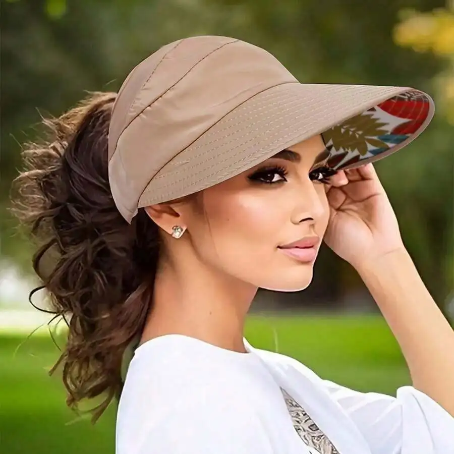 Boho Style Wide Brim Ponytail Sun Hat With Face Shield, Breathable Polyester Cap For Summer Outdoor
Boho Style Wide Brim Ponytail Sun Hat With Face Shield, Breathable Polyester Cap For Summer Outdoor