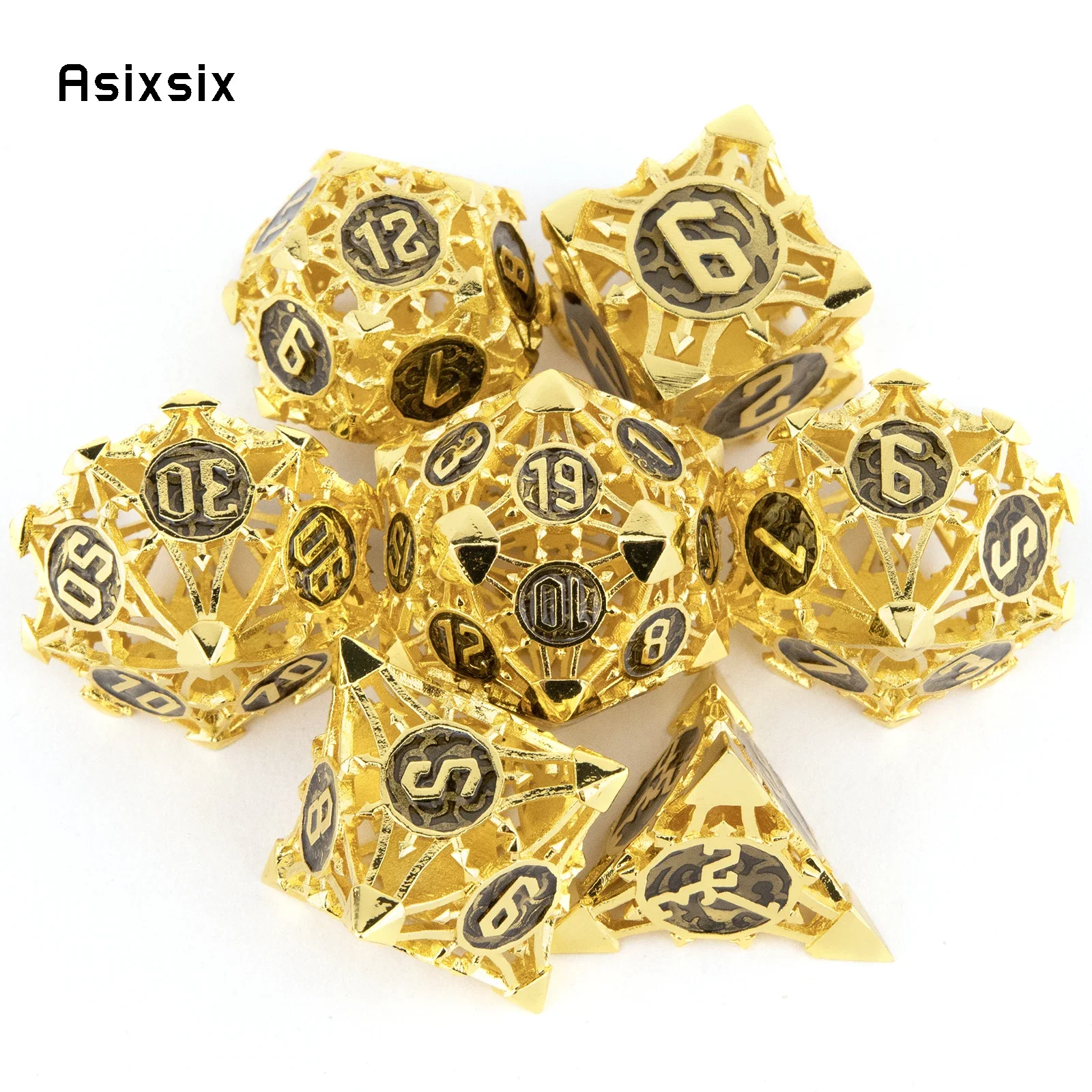 7 Pcs Yellow Metal Dice Hollow Metal Polyhedral Dice Set Suitable for Role-Playing RPG Board Game Card Game
7 Pcs Yellow Metal Dice Hollow Metal Polyhedral Dice Set Suitable for Role-Playing RPG Board Game Card Game
