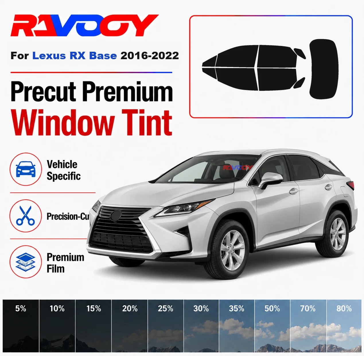 Premium Precut Window Tint Kit Front Rear Windows Rear Windshield For Lexus RX Base 2016-2022 Complete Set Nano Ceramic Film
Premium Precut Window Tint Kit Front Rear Windows Rear Windshield For Lexus RX Base 2016-2022 Complete Set Nano Ceramic Film