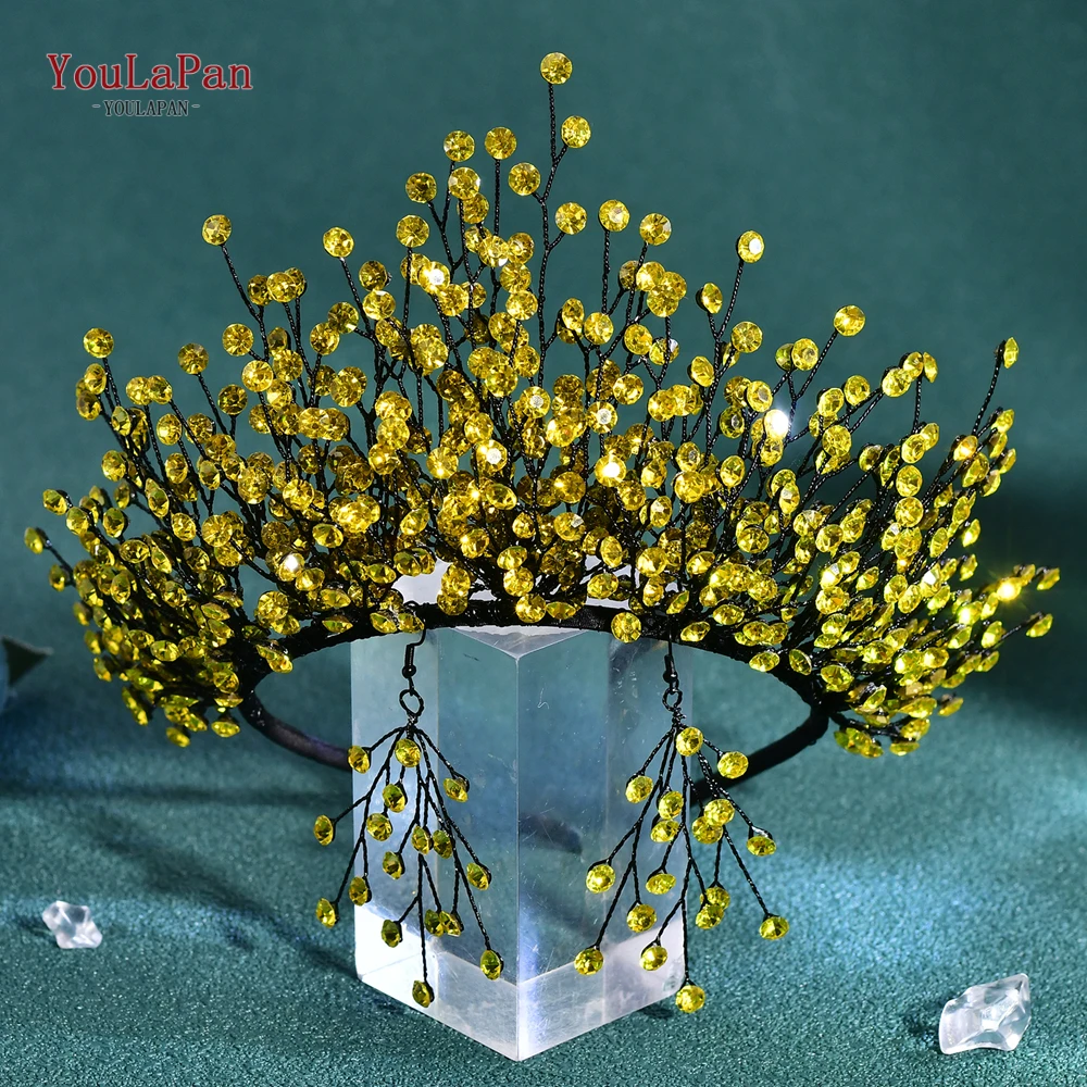 TOPQUEEN Bling Rhinestone Crown Headband Yellow Color Bride Headpieces And Earring Set Handmade Wedding Hair Accessories HP846
TOPQUEEN Bling Rhinestone Crown Headband Yellow Color Bride Headpieces And Earring Set Handmade Wedding Hair Accessories HP846