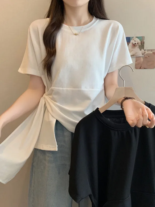 Casual Style plus Size Women's T-Shirt Summer 2026 Belted Short Sleeve Irregular Hem Loose Fit Breathable Skin-friendly
Casual Style plus Size Women's T-Shirt Summer 2026 Belted Short Sleeve Irregular Hem Loose Fit Breathable Skin-friendly