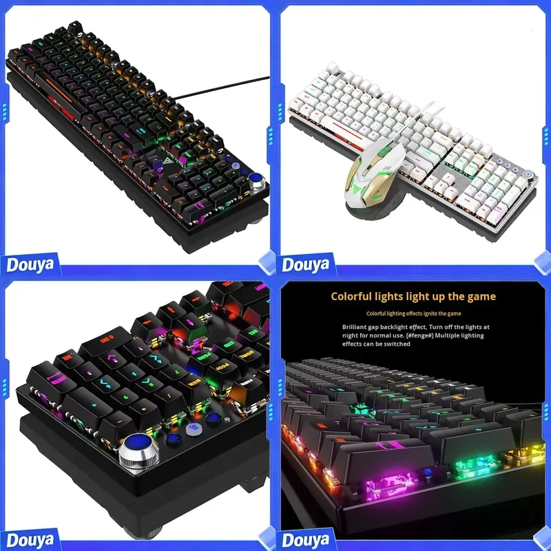 104-Key True Mechanical Keyboard RGB Backlit Programmable Replaceable Blue Black Switches E-sports Wired USB Laptop
104-Key True Mechanical Keyboard RGB Backlit Programmable Replaceable Blue Black Switches E-sports Wired USB Laptop