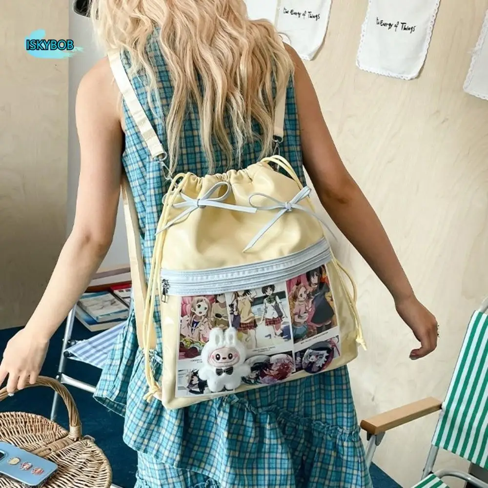 Simple Transparent Pocket Drawstring Backpack Large Capacity PU Itabag Fashion Design Lightweight Shoulder Bag Women
Simple Transparent Pocket Drawstring Backpack Large Capacity PU Itabag Fashion Design Lightweight Shoulder Bag Women