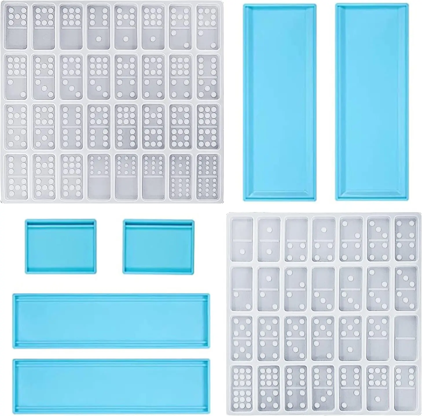 3 Packs Double 9 Domino Molds with Storage Box, 60 Cavities Silicone Epoxy Resin Casting Mold for DIY Jewelry Crafts Making Tool
3 Packs Double 9 Domino Molds with Storage Box, 60 Cavities Silicone Epoxy Resin Casting Mold for DIY Jewelry Crafts Making Tool