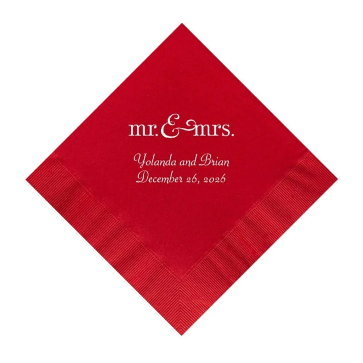 50pcs Mr. and Mrs. Wedding Napkins Personalized Napkins Choose Red or Any Color Modern Contemporary
50pcs Mr. and Mrs. Wedding Napkins Personalized Napkins Choose Red or Any Color Modern Contemporary