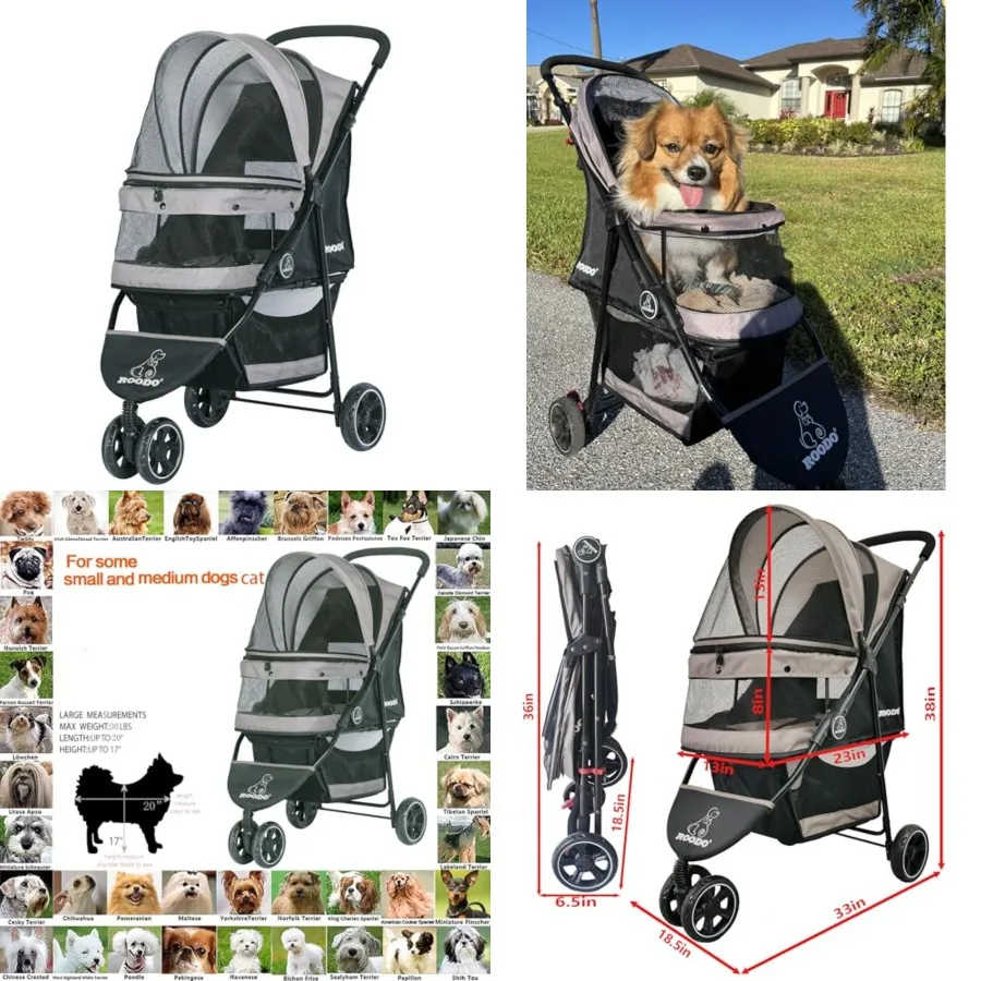 ROODO Escort 3 Wheel Dog Cat Pet Stroller for Small/Medium Dogs Cats Best Lightweight Foldable Portable Compact Jogger All Terr
ROODO Escort 3 Wheel Dog Cat Pet Stroller for Small/Medium Dogs Cats Best Lightweight Foldable Portable Compact Jogger All Terr