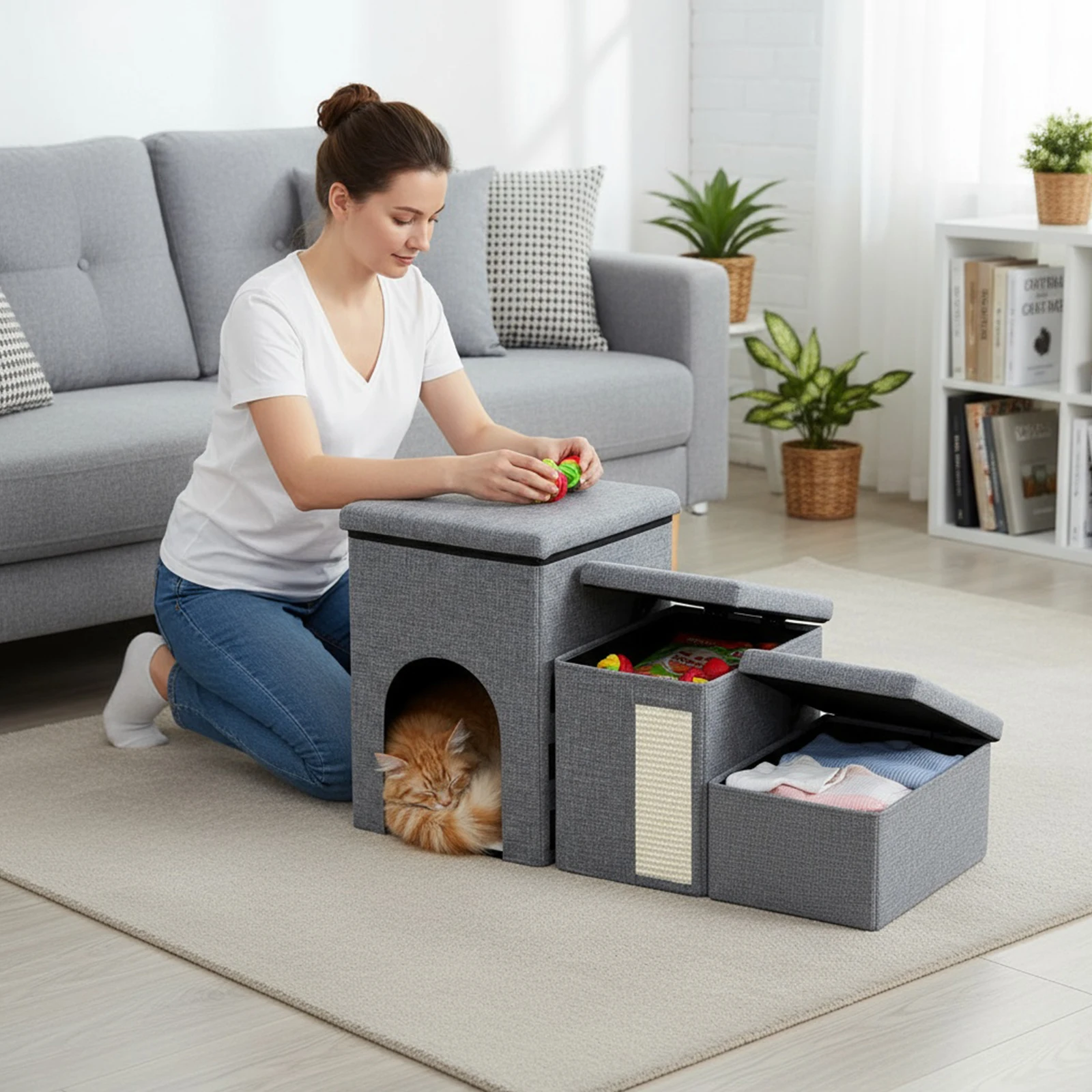 3 Levels Step Foldable Pet Stairs Multi-Purpose Pet Stairway Storage Box Removable Storage Organizer for Sofa Couch Bed Supplies
3 Levels Step Foldable Pet Stairs Multi-Purpose Pet Stairway Storage Box Removable Storage Organizer for Sofa Couch Bed Supplies