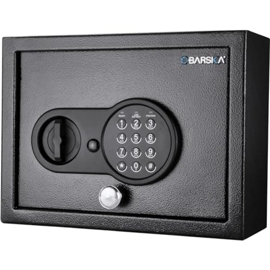 Home and office security safe box: solid steel top-opening drawer with deadbolts, black finish, 0.15 cu ft capacity for jewelry
Home and office security safe box: solid steel top-opening drawer with deadbolts, black finish, 0.15 cu ft capacity for jewelry