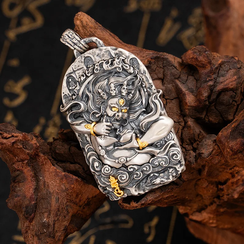 Creative 925 Thai Silver Embossed design Mahakala Pendant mens domineering Ethnic Style Black necklace Trendy Banquet Jewelry
Creative 925 Thai Silver Embossed design Mahakala Pendant mens domineering Ethnic Style Black necklace Trendy Banquet Jewelry