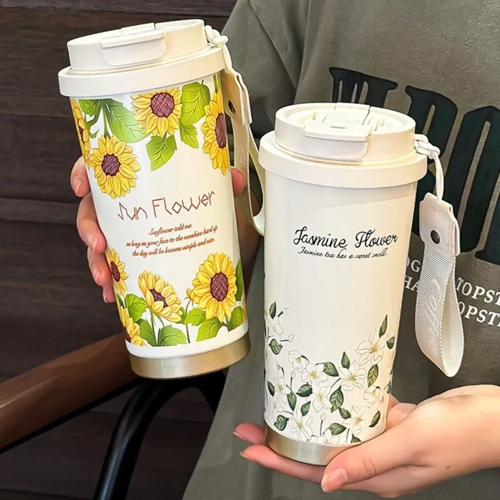 Stainless Steel Flower Thermos Mug 500ml Capacity with Straw Coffee Insulated Cup Leak-Proof Insulated Water Bottle Office Use 
Stainless Steel Flower Thermos Mug 500ml Capacity with Straw Coffee Insulated Cup Leak-Proof Insulated Water Bottle Office Use