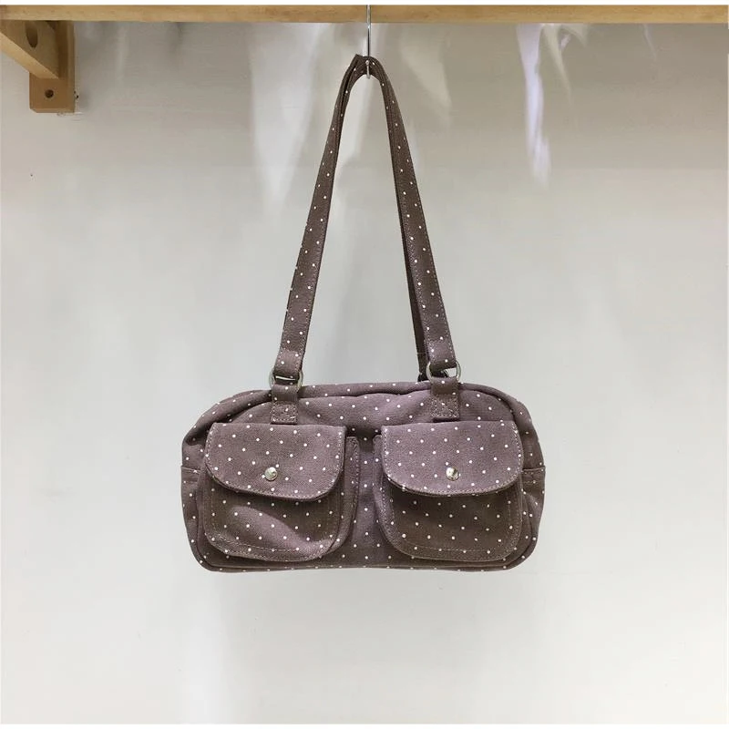 Женская сумка через плечо с принтом в горошек и звезды, вместительная ретро-сумка из холста, универсальная сумка-тоут с множеством карманов для повседневного использования
Женская сумка через плечо с принтом в горошек и звезды, вместительная ретро-сумка из холста, универсальная сумка-тоут с множеством карманов для повседневного использования