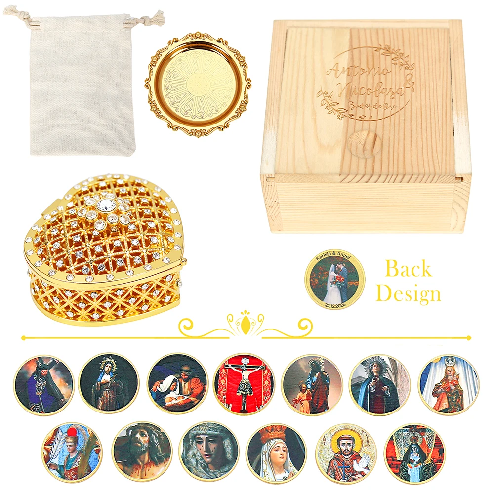 Custom Spanish Marriage Arras Catolica, Wedding Unity Coins Set with Heart Box, Catholic Arras de Boda for Wedding Ceremony
Custom Spanish Marriage Arras Catolica, Wedding Unity Coins Set with Heart Box, Catholic Arras de Boda for Wedding Ceremony