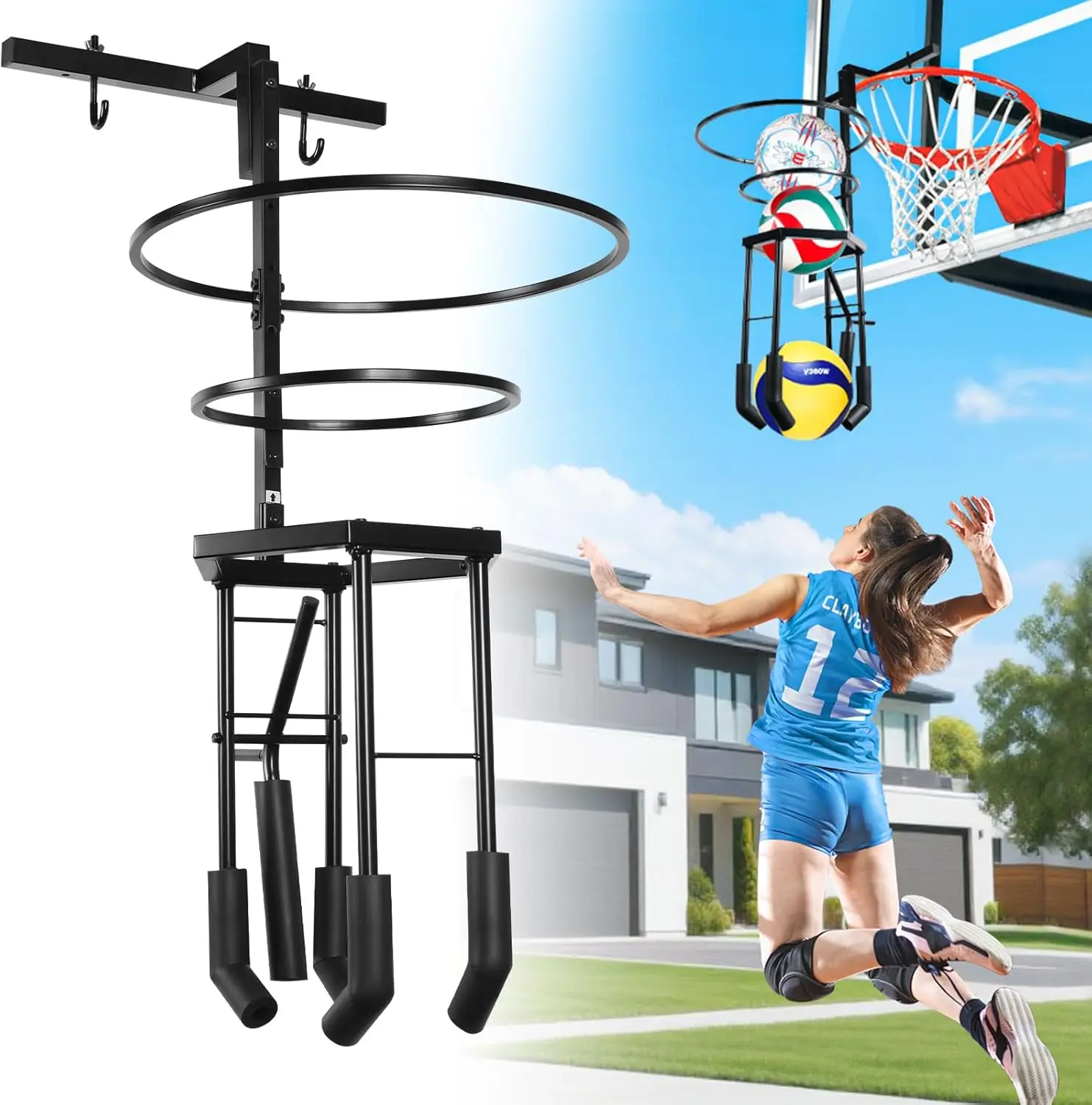 Adjustable Volleyball Spike Trainer for Basketball Hoop, Rebounder Practice Aid
Adjustable Volleyball Spike Trainer for Basketball Hoop, Rebounder Practice Aid