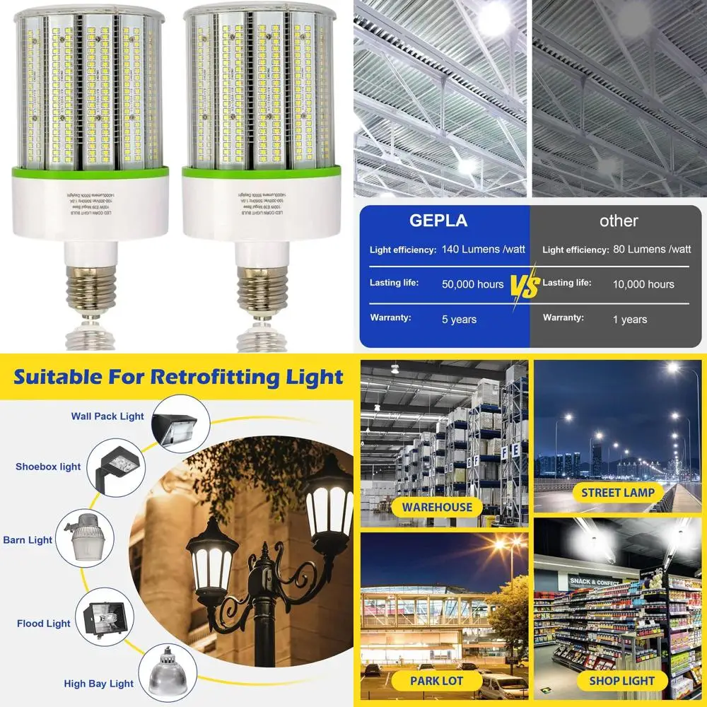 100W LED Corn Cob Light Bulbs, E39 Base, 250-400W MH/HPS Replacement for Indoor & Outdoor Use: Ideal for Garages, Warehouses, Pa
100W LED Corn Cob Light Bulbs, E39 Base, 250-400W MH/HPS Replacement for Indoor & Outdoor Use: Ideal for Garages, Warehouses, Pa
