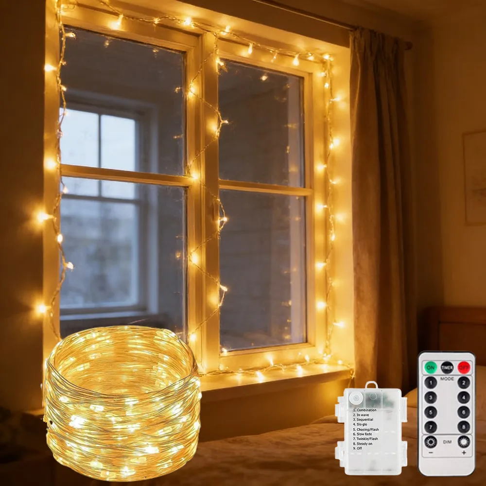 Battery Remote String Lights Wedding LED Fairy Lights Copper Silver Wire Garland Light LED for Christmas Outdoor Decoration
Battery Remote String Lights Wedding LED Fairy Lights Copper Silver Wire Garland Light LED for Christmas Outdoor Decoration