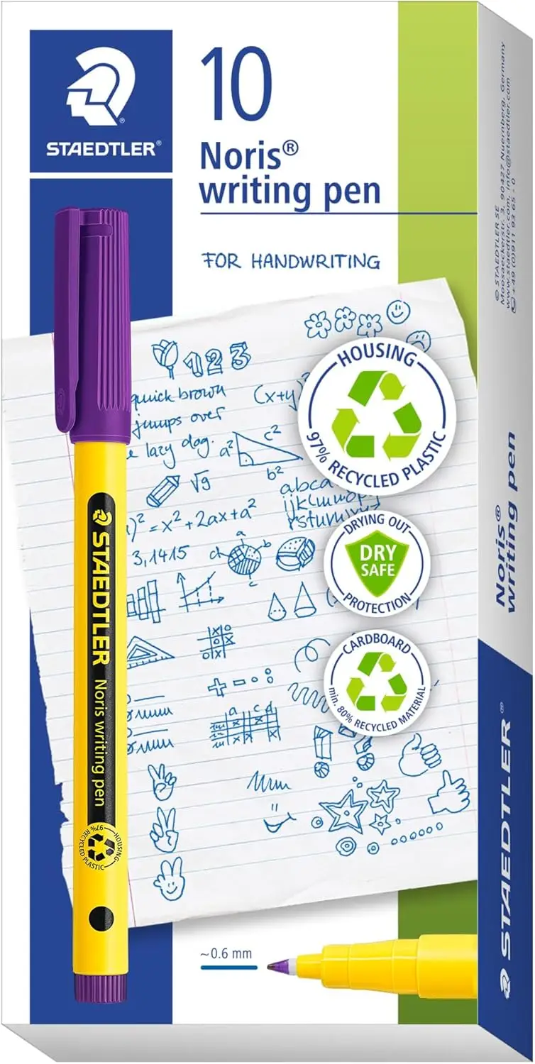 Fine Writing Pen 0.6mm Violet - Water-Based Ink, Pressure Resistant Tip, Eco-Friendly Recycled Plastic
Fine Writing Pen 0.6mm Violet - Water-Based Ink, Pressure Resistant Tip, Eco-Friendly Recycled Plastic