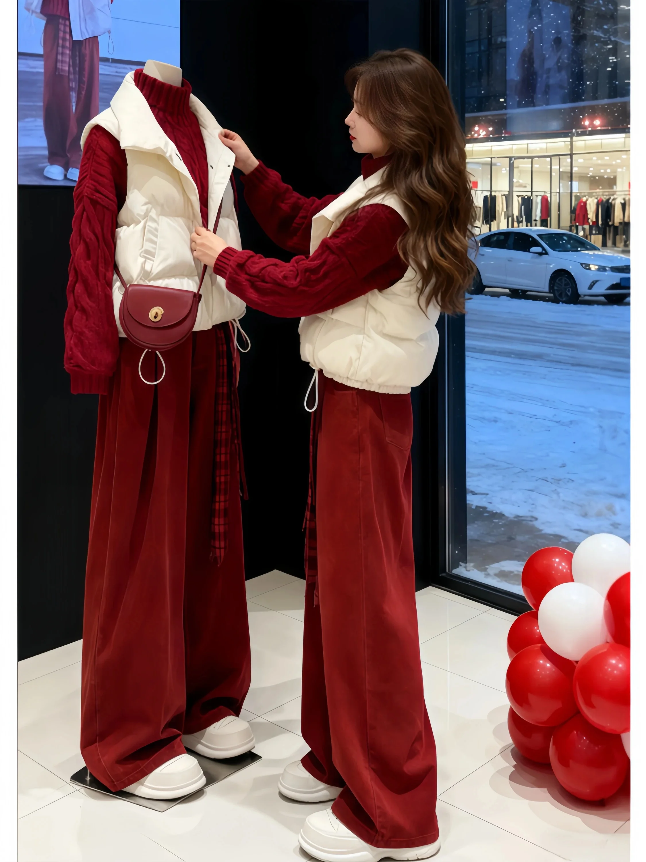 Winter Fashionable Women's Three-Piece Set Knitted Cotton Vest Wide Leg Pants High Waist Casual Style Breathable Thickened
Winter Fashionable Women's Three-Piece Set Knitted Cotton Vest Wide Leg Pants High Waist Casual Style Breathable Thickened
