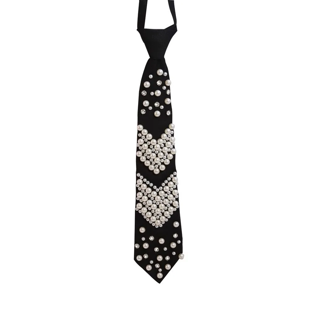 Elegant Rhinestone Pearls Tie Korean Style Black Hand-beaded Long Necktie Geometric Collares Decoration Shirt Tie Daily
Elegant Rhinestone Pearls Tie Korean Style Black Hand-beaded Long Necktie Geometric Collares Decoration Shirt Tie Daily