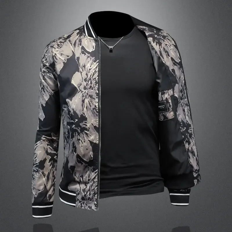 Youth European Station Tide Brand Europe Spring Men's Fashion Personality Baseball Collar Printed Jacket Radices Sileris 
Youth European Station Tide Brand Europe Spring Men's Fashion Personality Baseball Collar Printed Jacket Radices Sileris