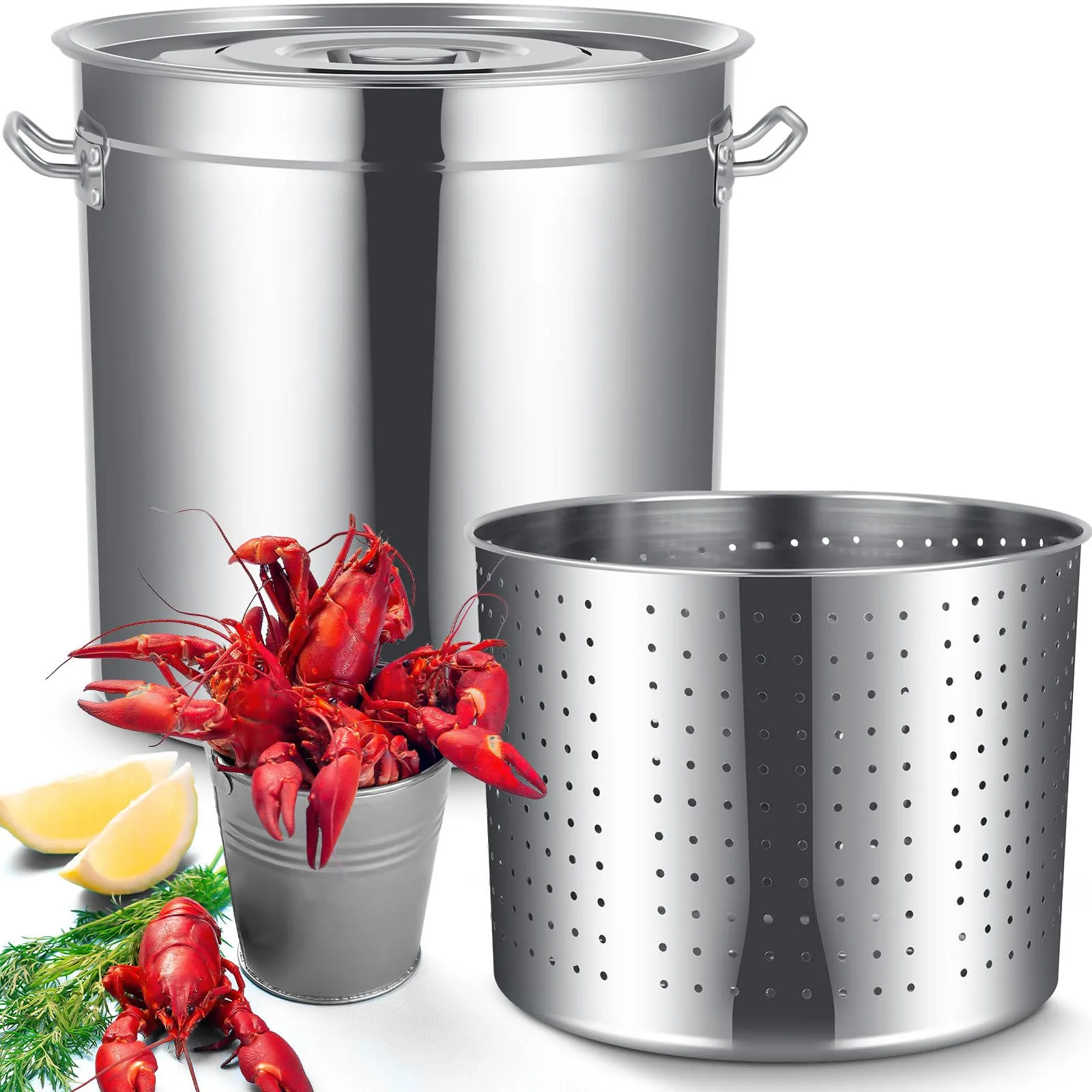30cm Stainless Steel Stock with Strainer Basket for Seafood Boil Deep Fryer for Family Gatherings Lobster Boil Pot
30cm Stainless Steel Stock with Strainer Basket for Seafood Boil Deep Fryer for Family Gatherings Lobster Boil Pot