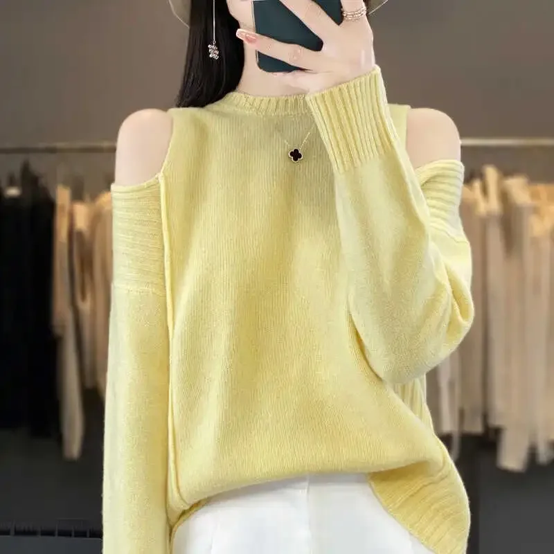 Round Neck Long Sleeve Off-shoulder Sweater for Women Autumn New Solid Color Fashion Top Lazy Knitted Bottoming Shirt for Women
Round Neck Long Sleeve Off-shoulder Sweater for Women Autumn New Solid Color Fashion Top Lazy Knitted Bottoming Shirt for Women