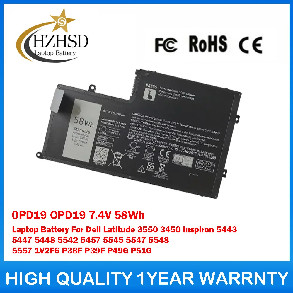 0PD19 OPD19 7,4 В 58 Втч Аккумулятор для ноутбука Dell Latitude 3550 3450 Inspiron 5443 5447 5448 5542 5457 5545 5547 5548 5557 1V2F6
0PD19 OPD19 7,4 В 58 Втч Аккумулятор для ноутбука Dell Latitude 3550 3450 Inspiron 5443 5447 5448 5542 5457 5545 5547 5548 5557 1V2F6