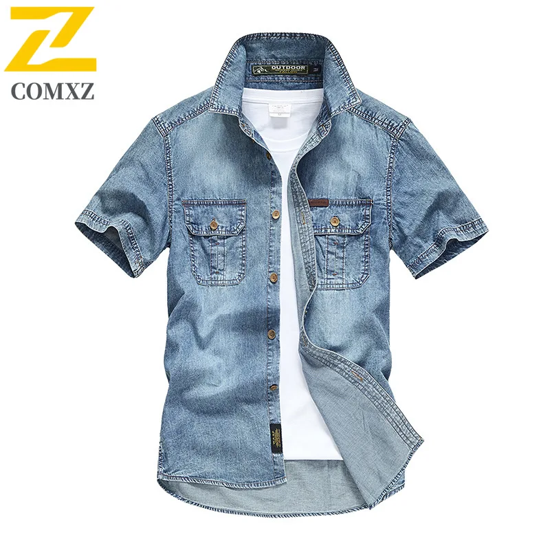 Summer Denim Short Sleeve Shirt Men's Fashion Retro Thin Breathable Blue Shirt Coat Male Casual Photography Travel Pocket Jacket
Summer Denim Short Sleeve Shirt Men's Fashion Retro Thin Breathable Blue Shirt Coat Male Casual Photography Travel Pocket Jacket