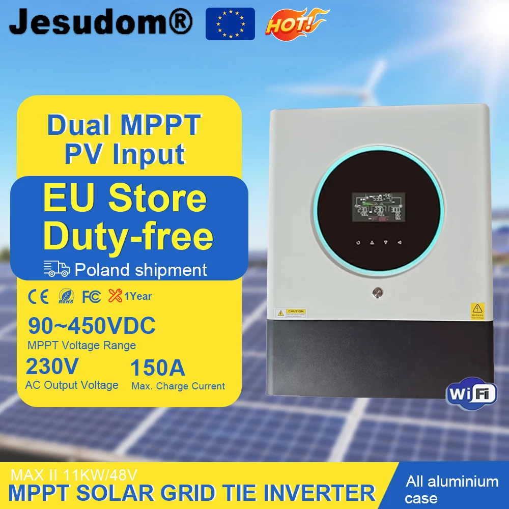 Jesudom 11000W Solar Hybrid Inverter 48V to 230V Daul MPPT PV Input to Pure Sine Wave Inverter Built Into WIFI
Jesudom 11000W Solar Hybrid Inverter 48V to 230V Daul MPPT PV Input to Pure Sine Wave Inverter Built Into WIFI